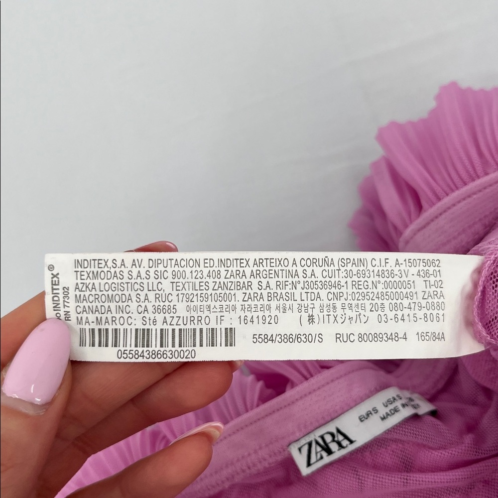 Zara pink ruffle tulle strapless crop top S party Barbiecore Y2K coquette - Picture 9 of 13